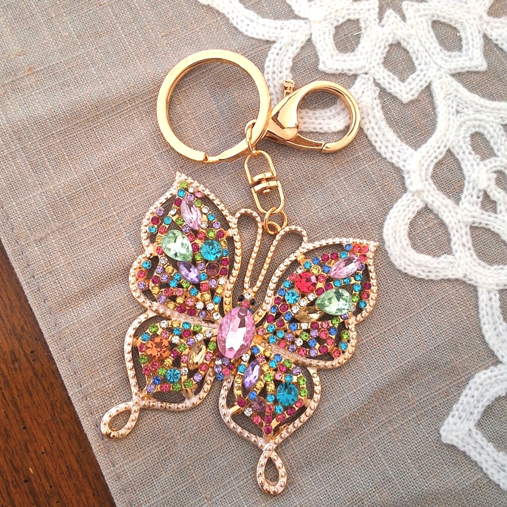 💥SALE💥NEW #2 Butterfly Rhinestone Multi-Color Keychain